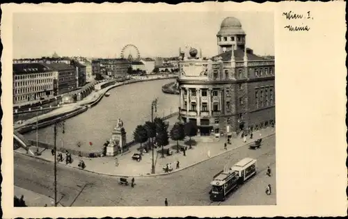 Ak Wien 1 Innere Stadt, Kreuzung, Straßenbahn, Maria