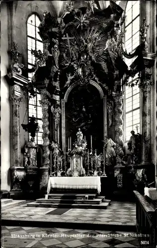 Ak Strassburg in Kärnten, Hauptaltar der Pfarrkirche St. Nikolaus