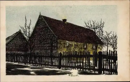 Künstler Ak Lark, Horní Lomany Oberlohma Františkovy Lázně Franzensbad Reg. Karlsbad, Haus