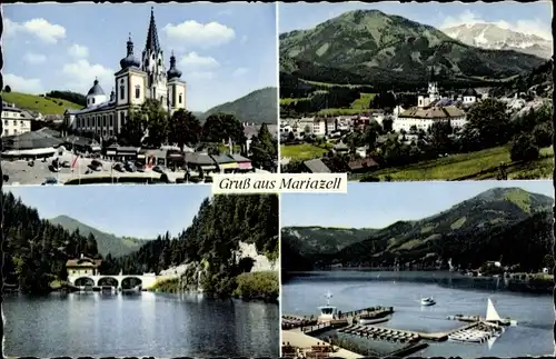 Ak Mariazell Steiermark, Kirche, Ortsansicht, Brücke, Steg