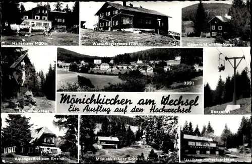 Ak Mönichkirchen in Niederösterreich, Hallerhaus, Wetterkoglerhaus, Universitätsheim Norge
