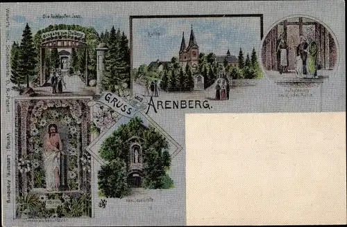 Seiden Ak Arenberg Koblenz in Rheinland Pfalz, Die Fußstapfen Jesu, Ölberg, Herz Jesu Grotte