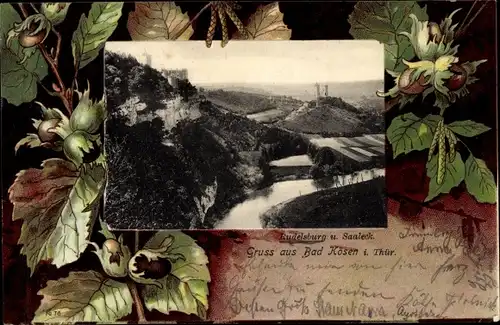 Passepartout Ak Bad Kösen Naumburg an der Saale, Rudelsburg, Saaleck