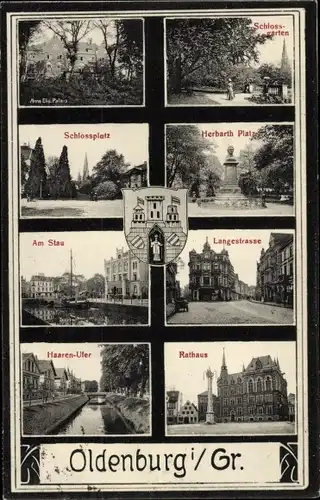 Ak Oldenburg im Großherzogtum Oldenburg, Schlossplatz, Langestraße, Rathaus, Am Stau