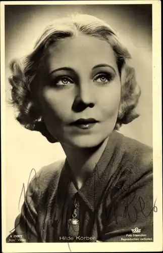 Ak Schauspielerin Hilde Körber, Portrait, Ross Verlag A 2506 1, Autogramm