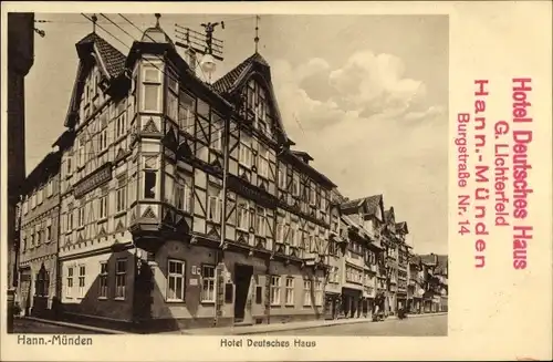 Ak Hann. Münden in Niedersachsen, Hotel Deutsches Haus, G. Lichterfeld