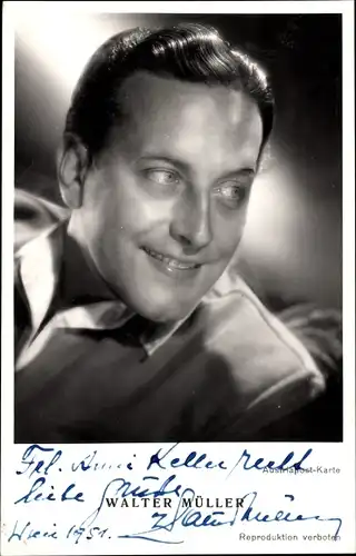 Ak Schauspieler Walter Müller, Portrait, Autogramm