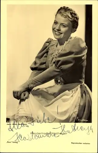 Ak Schauspielerin Heidemarie Hatheyer, Portrait, Autogramm