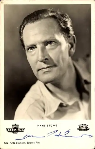 Ak Schauspieler Hans Stüwe, Portrait, Autogramm