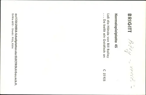 Autogramm Sängerin Brigitt Petzy, Portrait, Autogramm