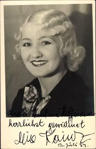 Foto Schauspielerin Alice Kainz, Portrait, Autogramm