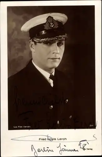 Ak Schauspieler Fred Louis Lerch, Portrait in Uniform, Amag 941, Autogramm
