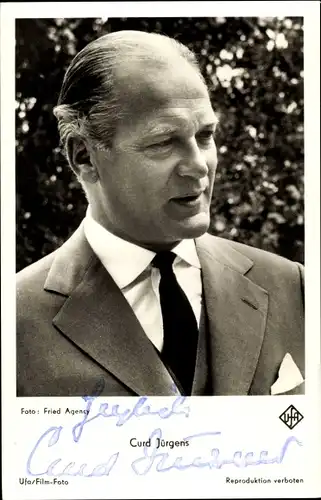 Ak Schauspieler Curd Jürgens, Portrait, Autogramm