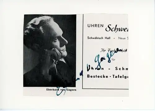 Foto Schauspieler Eberhard von Gagern, Seitenportrait, Autogramm