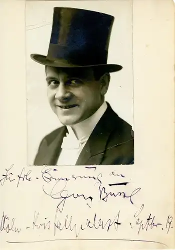 Foto Schauspieler Georg Buss mit Zylinder, Portrait, Autogramm