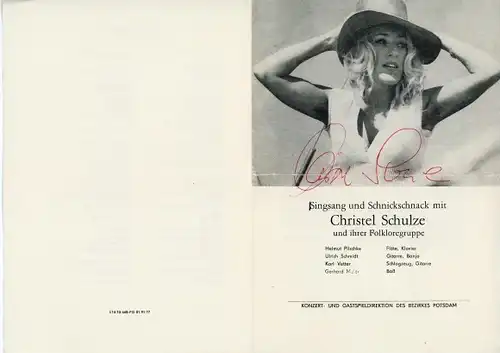 Autogrammkarte Sängerin Christel Schulze