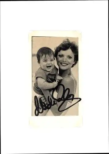 Foto Schauspielerin Uschi Glas mit Kind, Autogramm