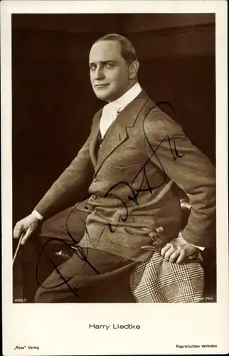 Ak Schauspieler Harry Liedtke, Portrait, Ross Verlag 4080 1, Autogramm