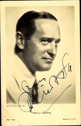 Ak Schauspieler Harry Liedtke, Portrait, Autogramm