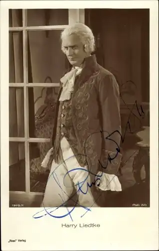 Ak Schauspieler Harry Liedtke, Portrait im Kostüm, Perücke, Autogramm