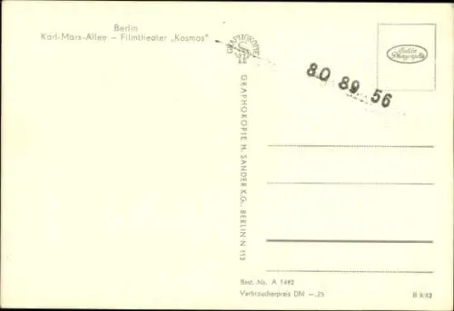 Ak Berlin Friedrichshain, Karl-Marx-Allee, Filmtheater Kosmos