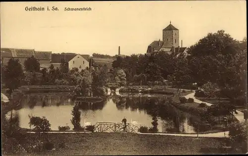 Ak Geithain in Sachsen, Schwanenteich