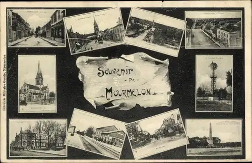 Ak Mourmelon le Grand Marne, Mühle, Kirche, Platz, Bahnhof, Denkmal