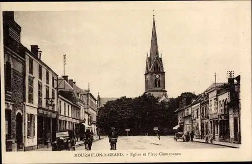 Ak Mourmelon le Grand Marne, Kirche und Place Clemenceau