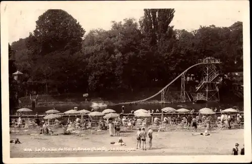 Ak Isle Adam Val d'Oise, Strandbad, Wasserrutschbahn