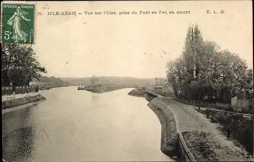 Ak Isle Adam Val d'Oise, Oise, Pont de Fer, en amont