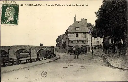 Ak Isle Adam Val d'Oise, Rue du Patis, Pont du Cabouillet