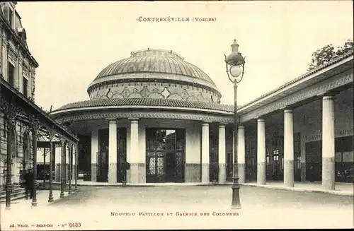 Ak Contrexéville Lothringen Vosges, Neuer Pavillon, Säulengalerie