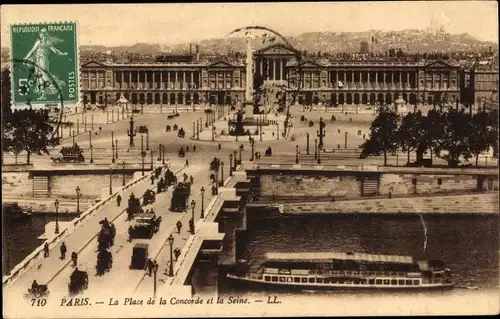Ak Paris VIII., Place de la Concorde, die Seine