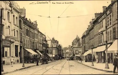 Ak Charleville Mézières Ardennes, Rue Thiers, Grand'Rue