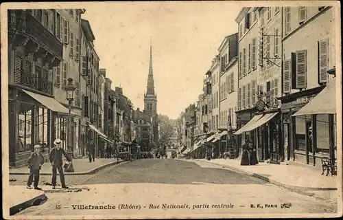 Ak Villefranche sur Saône Rhône, Rue Nationale