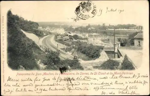 Ak Bas Meudon Hauts de Seine, Panorama, Seilbahn, Sevres, St. Cloud, Mont-Valerien