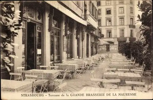 Ak Strasbourg Straßburg Elsass Bas Rhin, Grand Brasserie Alsacienne, De la Mauresse, Terrasse