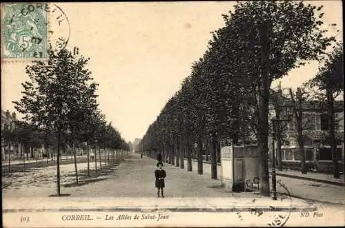 Ak Corbeil Essonne, Allee von Saint-Jean