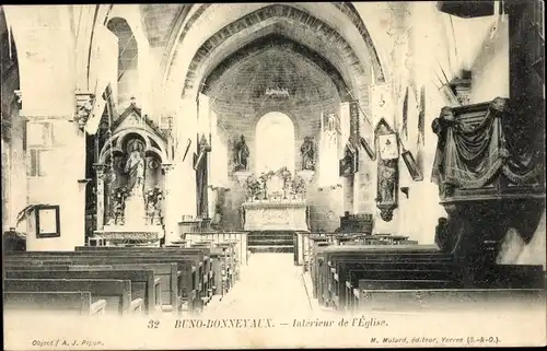 Ak Buno Bonnevaux Essonne, Kirche, Innenansicht