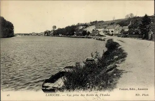 Ak Laroche Migennes Yonne, Blick vom Ufer der Yonne