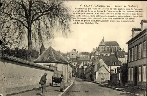 Ak Saint Florentin Yonne, Eingang zum Faubourg