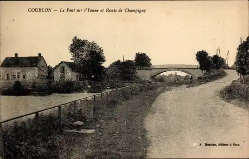 Ak Courlon Yonne, Brücke, Route de Champigny