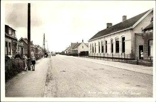 Ak Anna Jacobapolder Tholen Zeeland, Chr. School