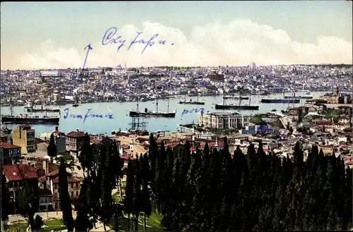 AK Konstantinopel Istanbul Türkei, Panorama, Goldenes Horn