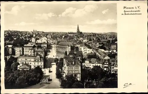 Ak Plauen im Vogtland, Bahnhofstraße, Ortsansicht