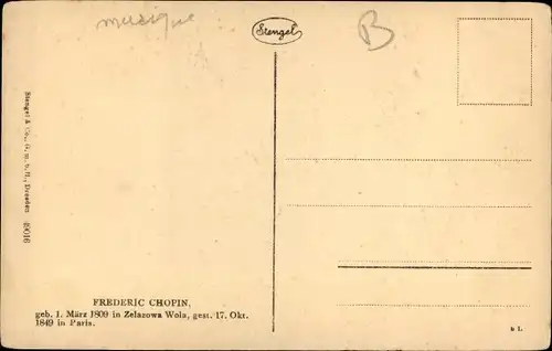 Ak Komponist Frédéric Chopin, Portrait