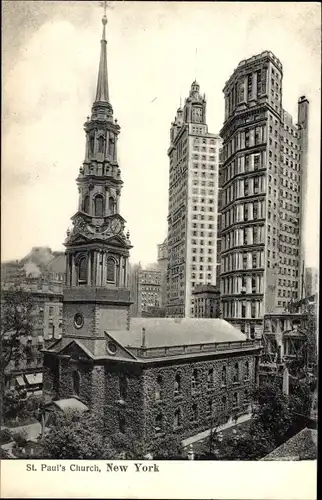 Ak New York City USA, St. Pauls Kirche