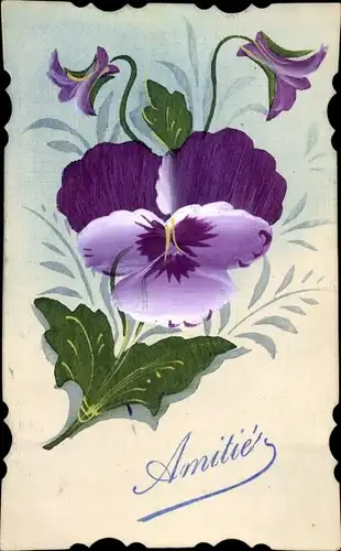 Handgemalt Ak Stiefmütterchen, Blumen