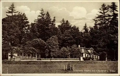 Ak Ohrdruf in Thüringen, Scherers Hütte, Inh. Hermann Meister
