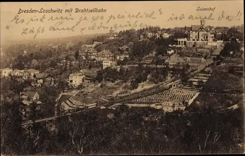 Ak Dresden Loschwitz, Drahtseilbahn, Luisenhof